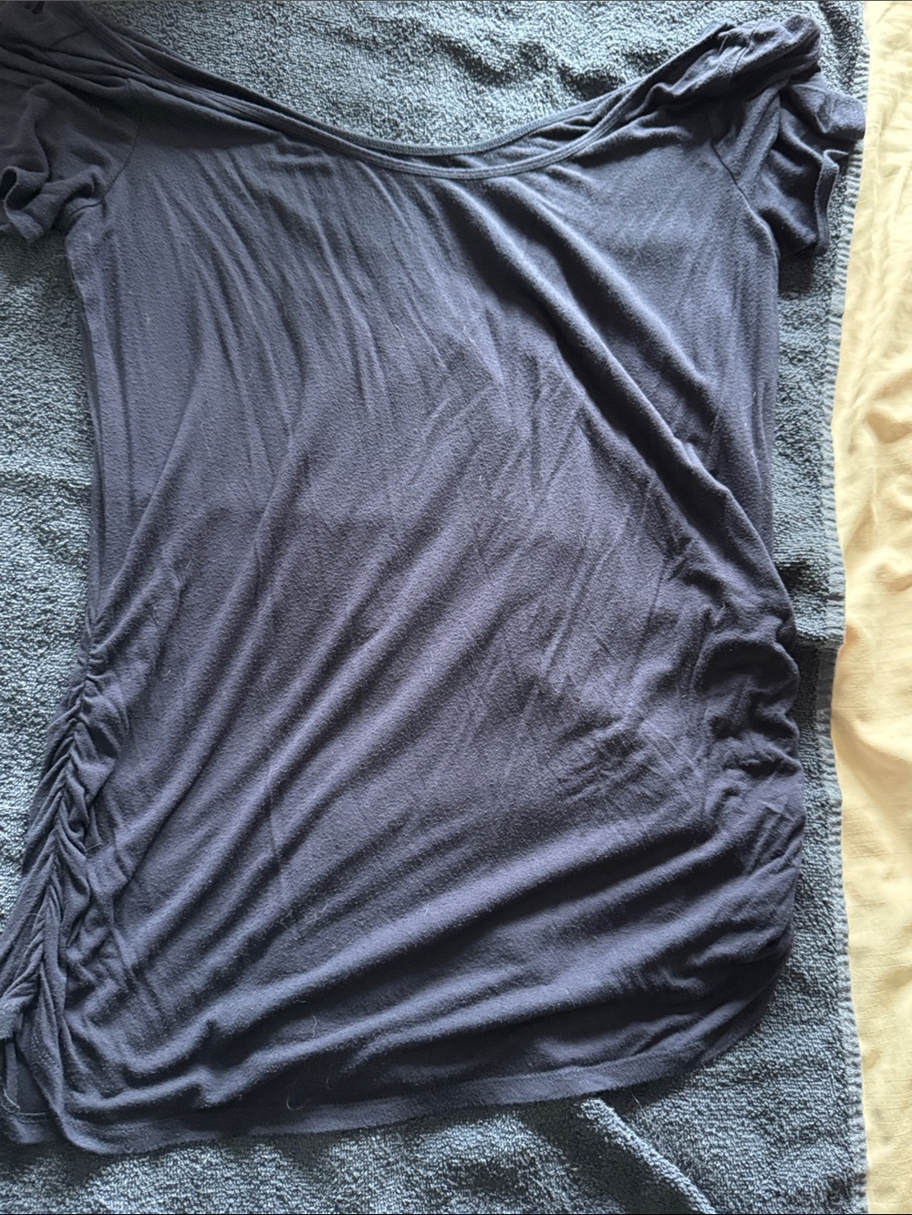 Maurices Navy Blue Off-Shoulder Tunic with Side Ruching